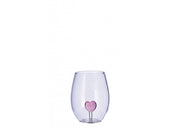 Bicchiere in vetro con figura 3d cuore rosa
