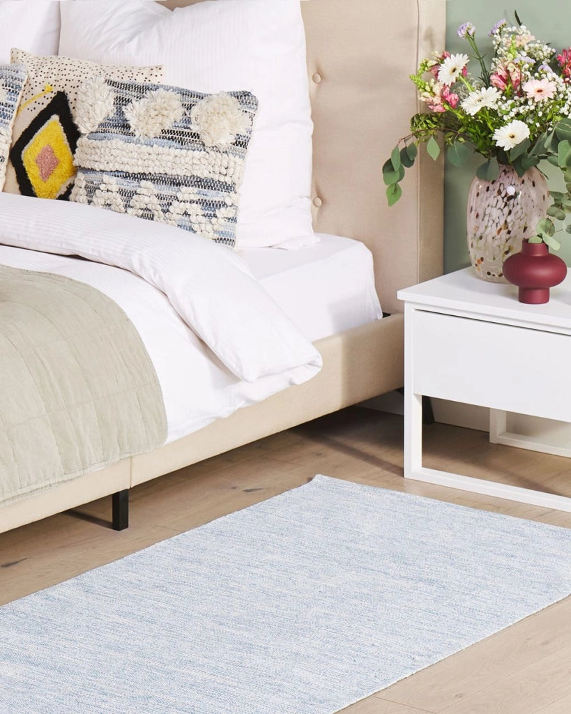 Tappeto Blu Cotone 80 x 150 cm Rettangolare Intrecciato a Mano Moderno Minimalista