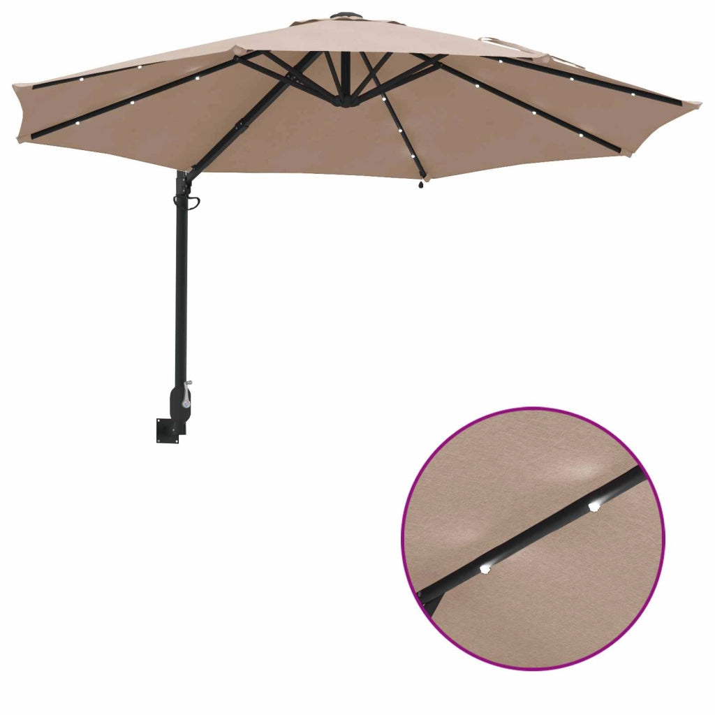 Moderno ombrellone da giardino basculante dal design pulito 248 x 248 x 148 cm in poliestere color tortora 02_0058645