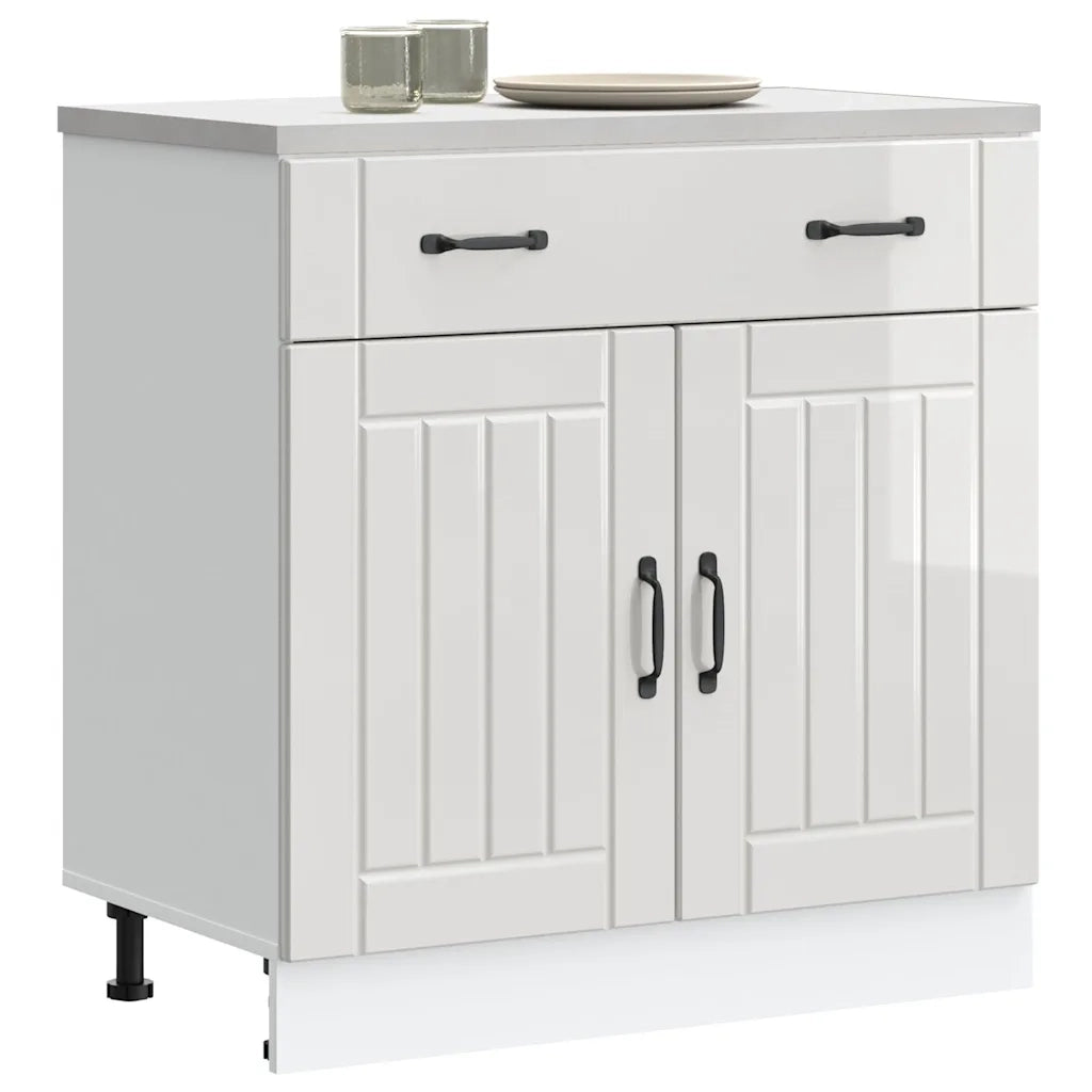 Base da Cucina Lucca Bianco Lucido in Legno Multistrato 853739