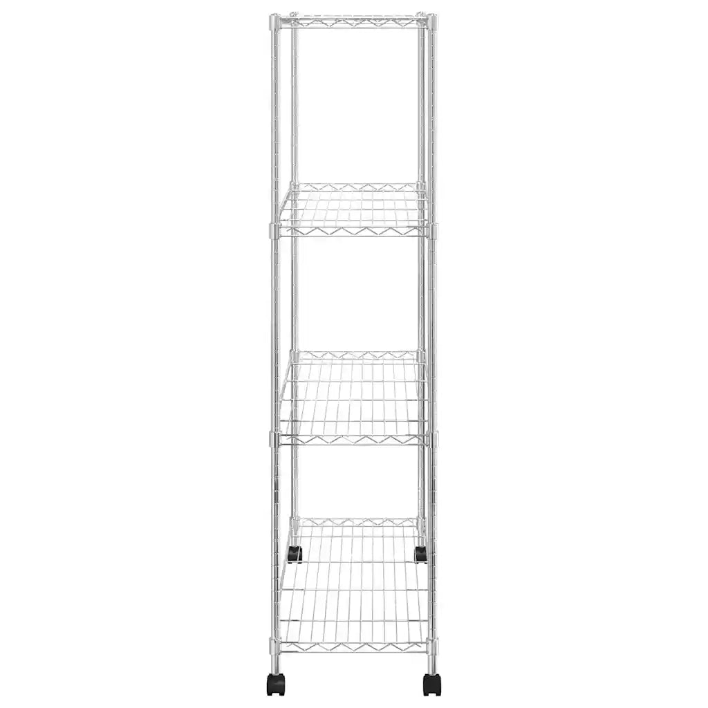 Scaffale a 4 Livelli con Ruote 90x35x142 cm Cromato 200 kg 324627