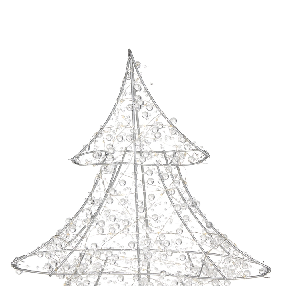 Decorazione natalizia da esterno a LED Albero di Natale 60 cm Decorazione natalizia da giardino Illuminata Argento