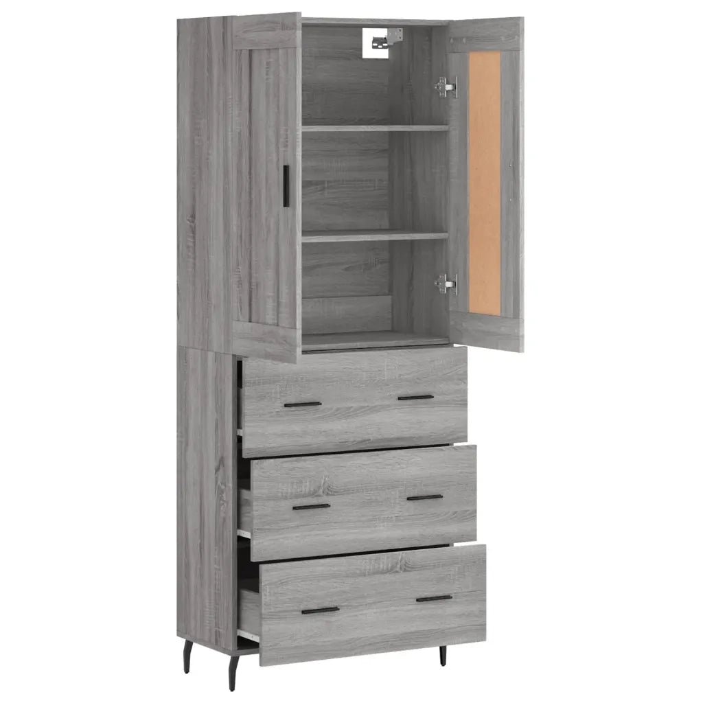 Credenza Grigio Sonoma 69,5x34x180 cm in Legno Multistrato