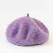 Cappello per bambine, stile autunno-inverno nuovo, cappello di lana moda per ragazze, uso quotidiano, cappello di panno a tinta unita versatile, colore viola