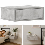 Hanging Bedside Table Concrete Grey 40x30x15 Cm Wood Material