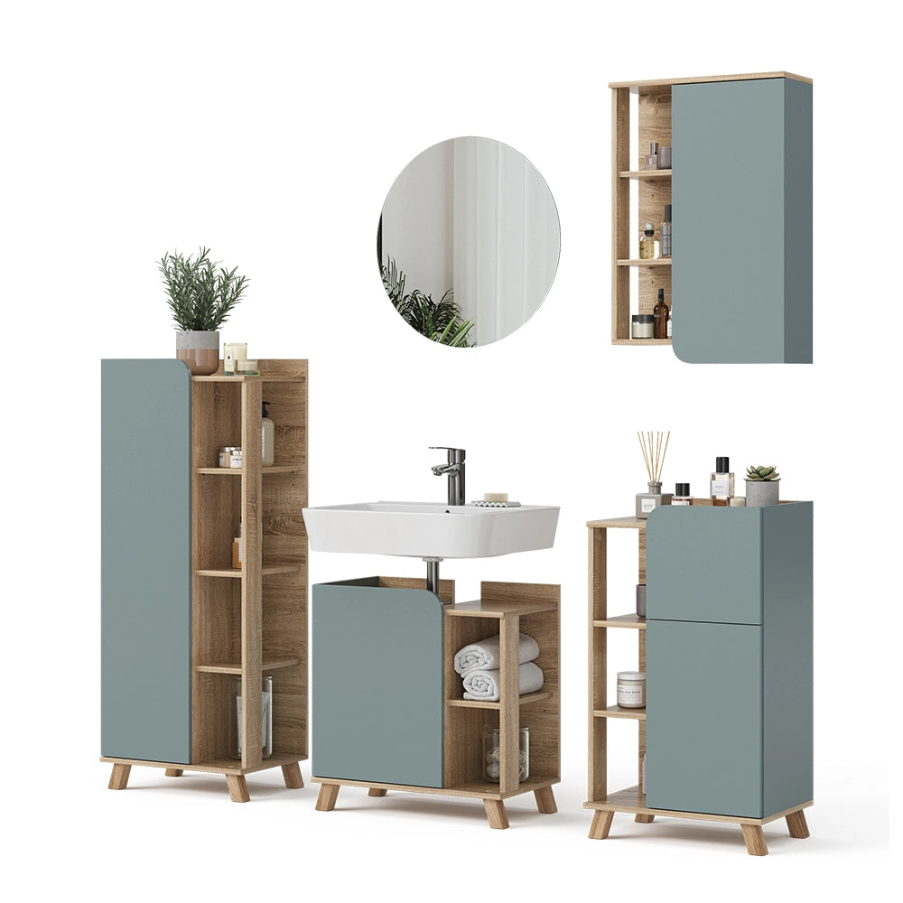 Vicco Set di mobili da bagno Grigio-blu 5 parti