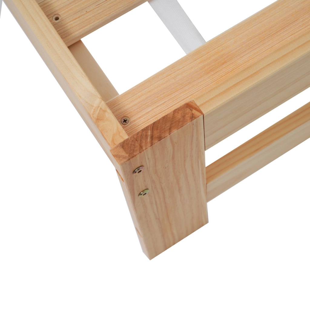 Letto Matrimoniale Letto in Legno Massello con Testiera e 15 Doghe; Superficie 140 × 200 cm; senza Materasso; Naturale
