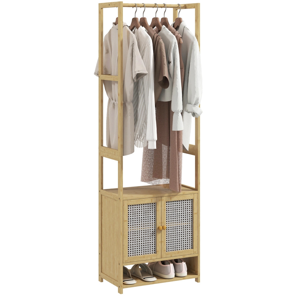 Scarpiera in Bamb¨´ con Appendiabiti e Ripiani ¨C Zephmum ¨C 53x31x168 cm Natural