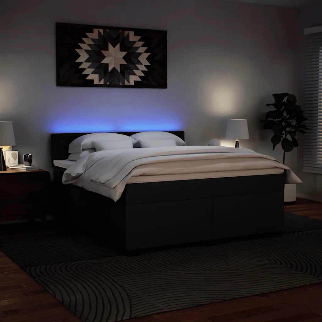 Giroletto a Molle con Materasso Nero 180x200 cm in Similpelle