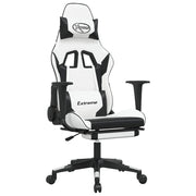 Sedia da Gaming | Sedia da e-sports con Poggiapiedi Bianco e Nero in Similpelle