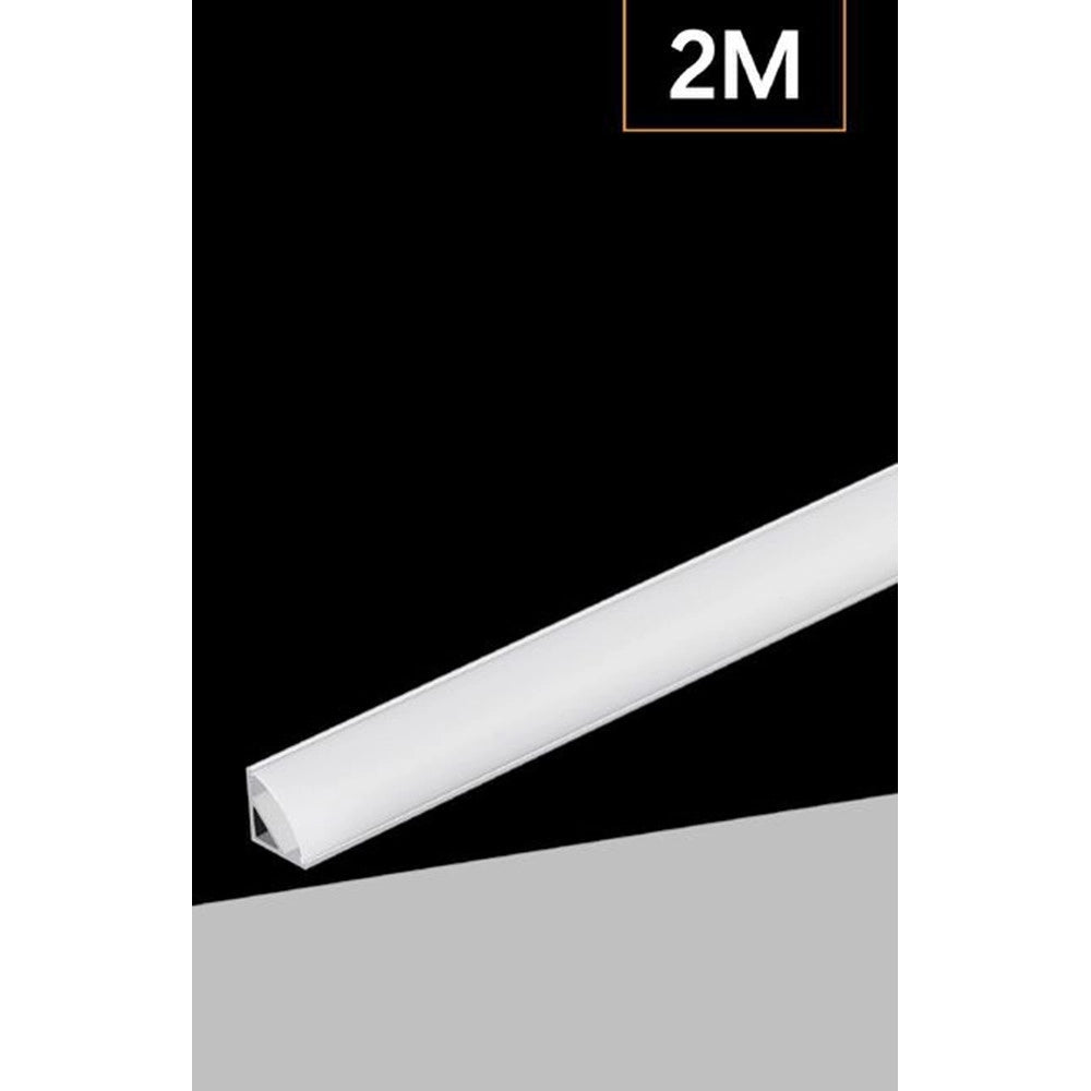 Trade Shop - 10pz Profilo Angolare In Alluminio Per Striscia Led Con Copertura Bianca Opaca 45° Al-24-s -