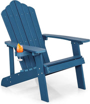 Adirondack - Poltrona grande lounge per patio con portabicchieri regolabile, sedia antincendio all'aperto, resistente alle intemperie, in legno, per copertura, giardino, 85 x 77 x 94 cm