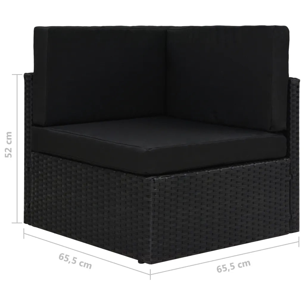 Divano ad Angolo Modulare in Polyrattan Nero cod mxl 63982