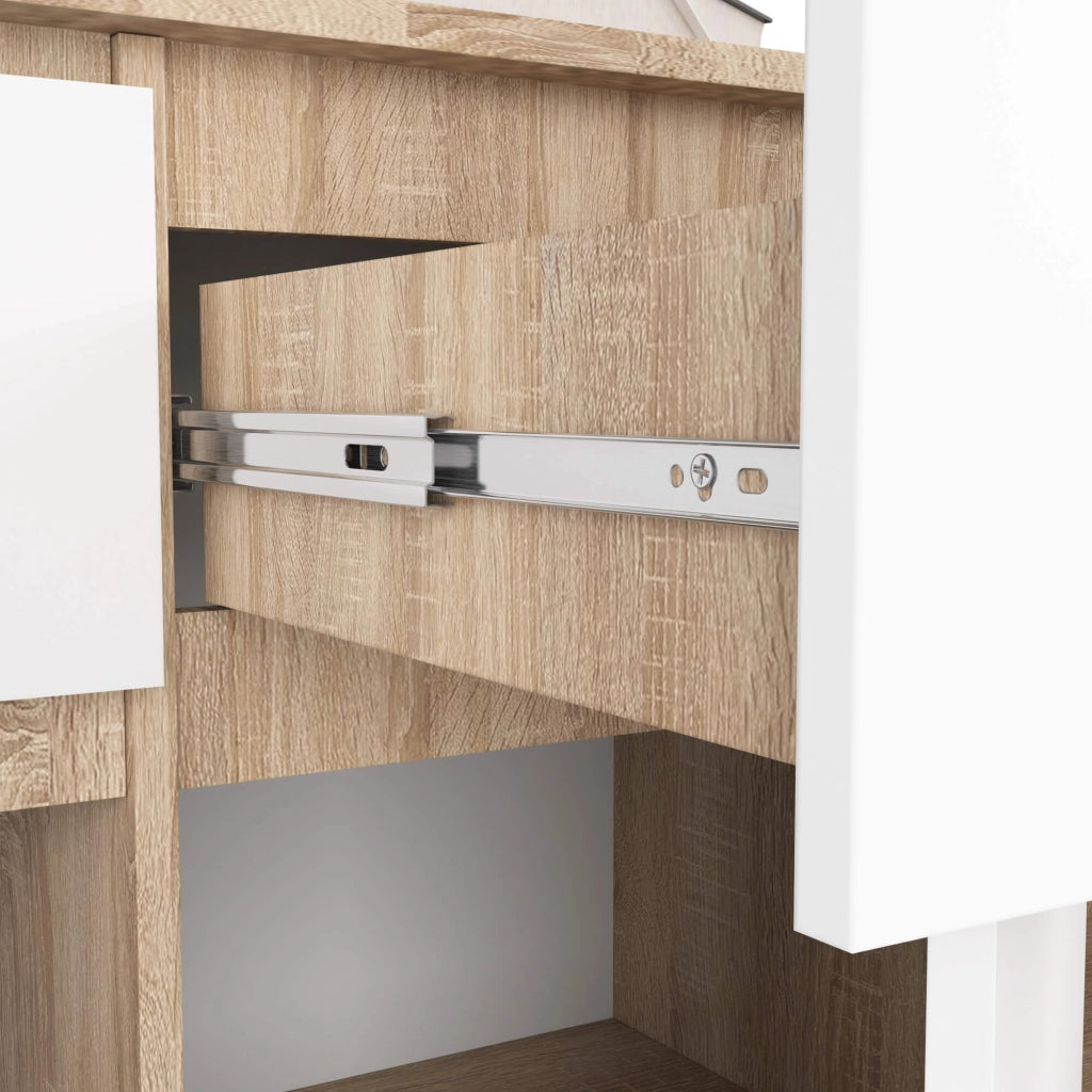Cassettiera AKORD K140 Sonoma Quercia 138 cm 3 ante 3 cassetti inserto frontale Bianco 138x40x99 cm