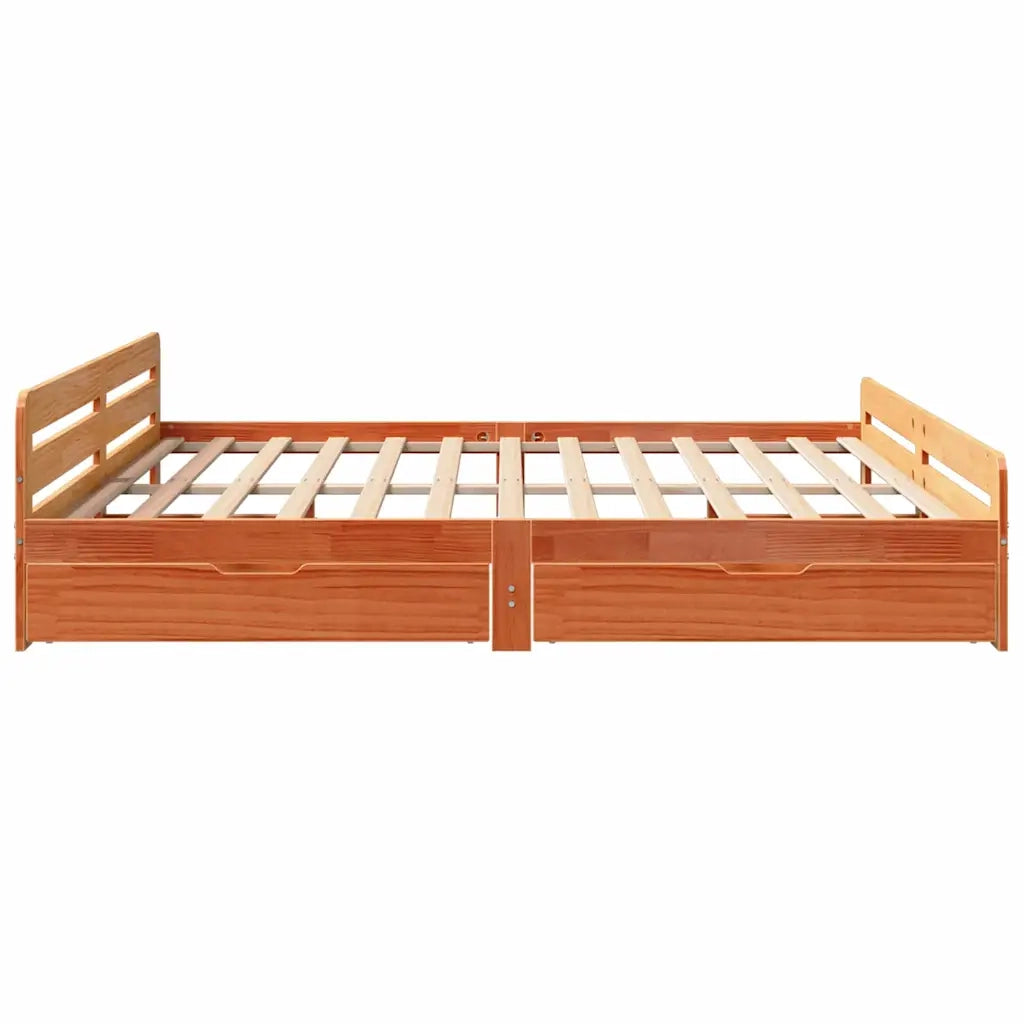 Letto senza Materasso Marrone Cera 200x200 cm in Legno di Pino 3309028