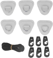 Set di cavi bungee 6 pezzi - patch D-ring - cavo elastico - acciaio inox - per barche gonfiabili - anello D rinforzato in PVC