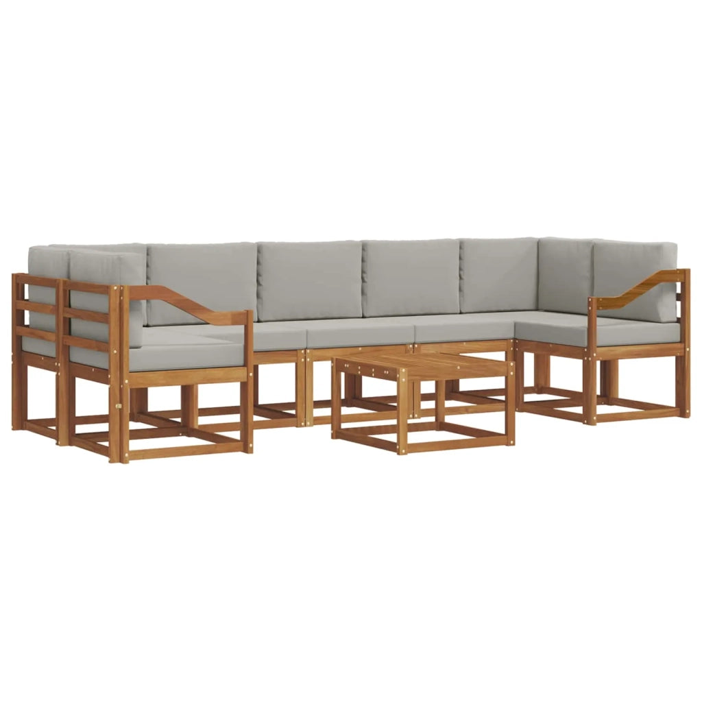 Set di divani da esterno 8 pcs Grigio Naturale e Chiaro
