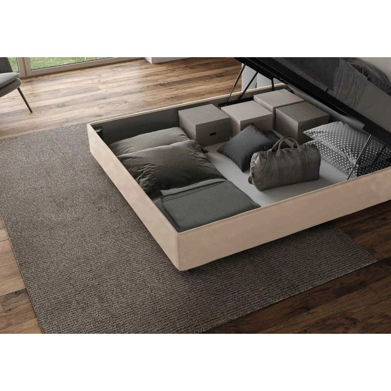 Letto imbottito Matrimoniale 160x210 cm Sleeper - Senza rete,Microfibra,Sabbia