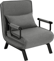 Poltrona Relax Reclinabile Convertibile, Divano Letto Trasformabile 3 in 1, con Schienale Regolabile in 5 Posizioni, Cuscino Rimovibile, Seduta Imbottita, 65 x 75 x 78cm, Grigio Scuro