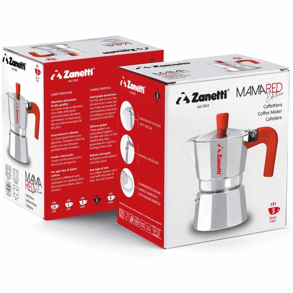 Zanetti Mama Red Edition Moka 2 Tazze Alluminio Rosso