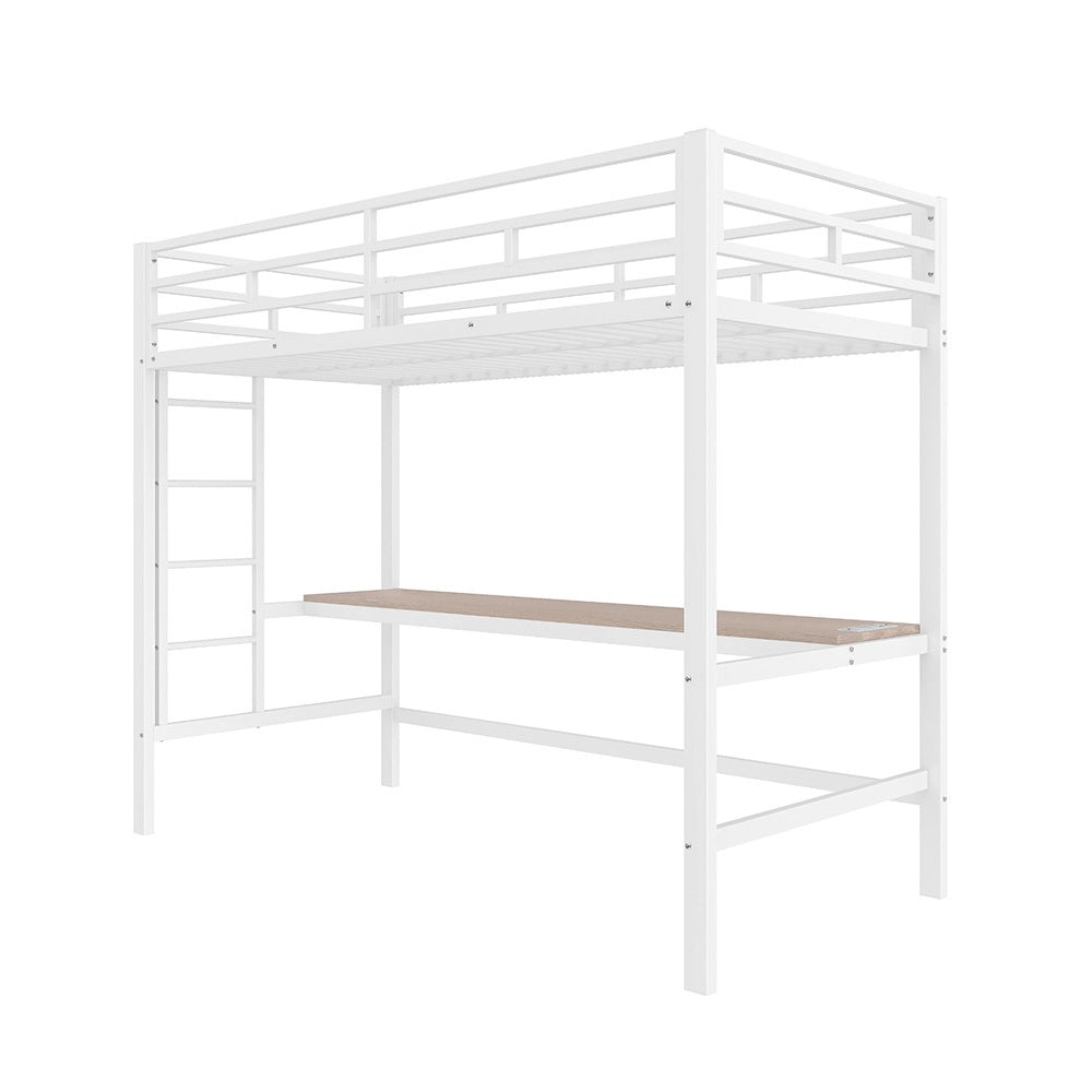 Letto mezzanino smart 90x200cm - Xylo - bianco, controllo app, USB