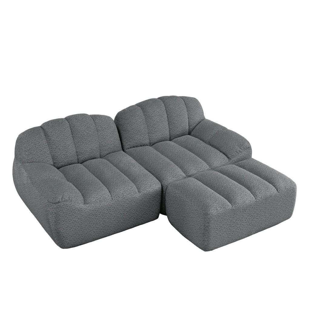 Divano modulare 210x165x79 cm senza montaggio in fleece granulato grigio