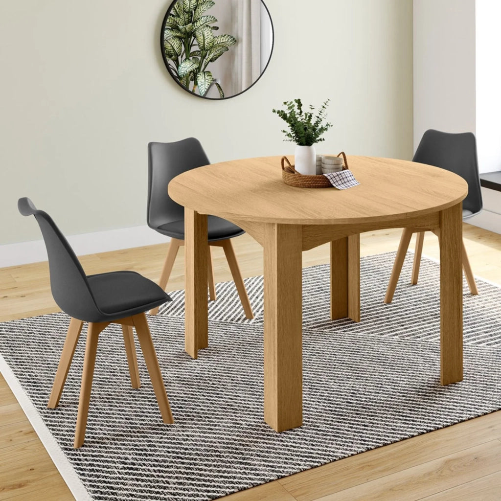 IDMarket - DONA mesa de comedor redonda extensible 4-8 personas haya 110-150 cm