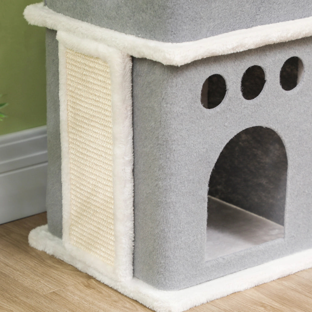 Tiragraffi per Gatti 126 cm ¨C Xylo ¨C Crema con Piattaforme e Pali in Sisal