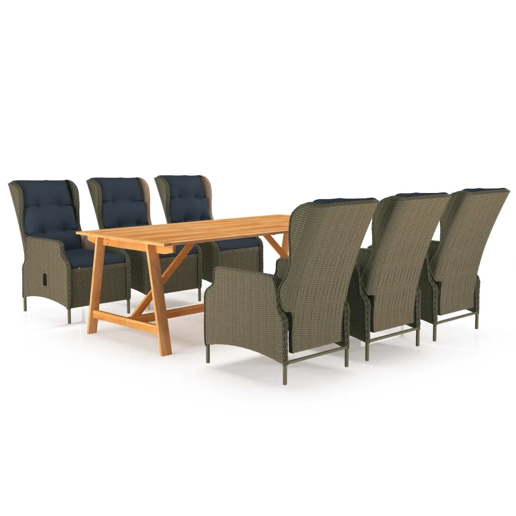 Set Mobili da Pranzo per Giardino 7 pz Marrone cod mxl 51597