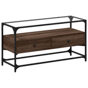 Mobile TV | Armadietto TV | Mobile Porta TV Piano Vetro Rovere Marrone 98x35x51 Legno Multistrato