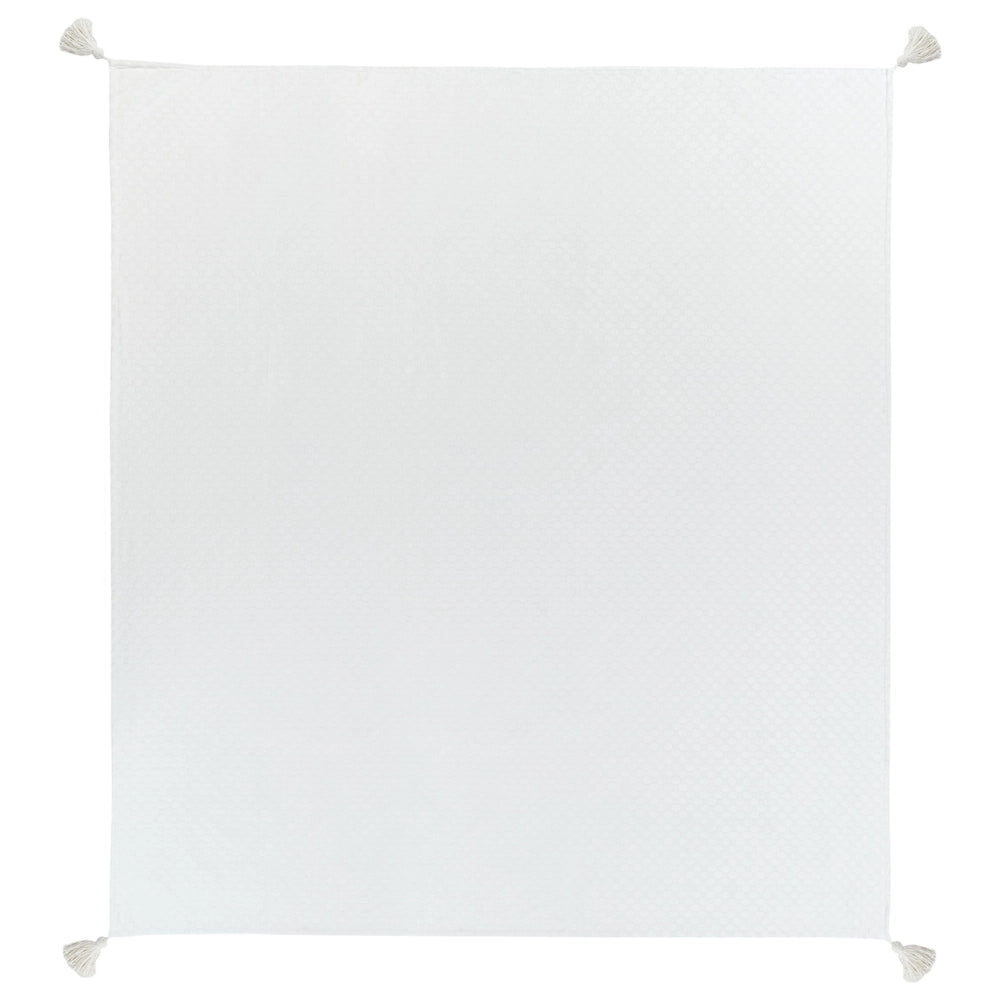 Copriletto in cotone bianco sporco 200 x 220 cm con frange Decorativo Camera da letto