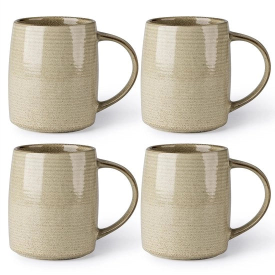 Set di caffè in ceramica grande da 4, 18 oz (circa 500 ml) - Mokker con effetto colore a mano - Ideale per latte, tè, birra e cioccolata calda | Resistenti a lavastoviglie e forno a microonde