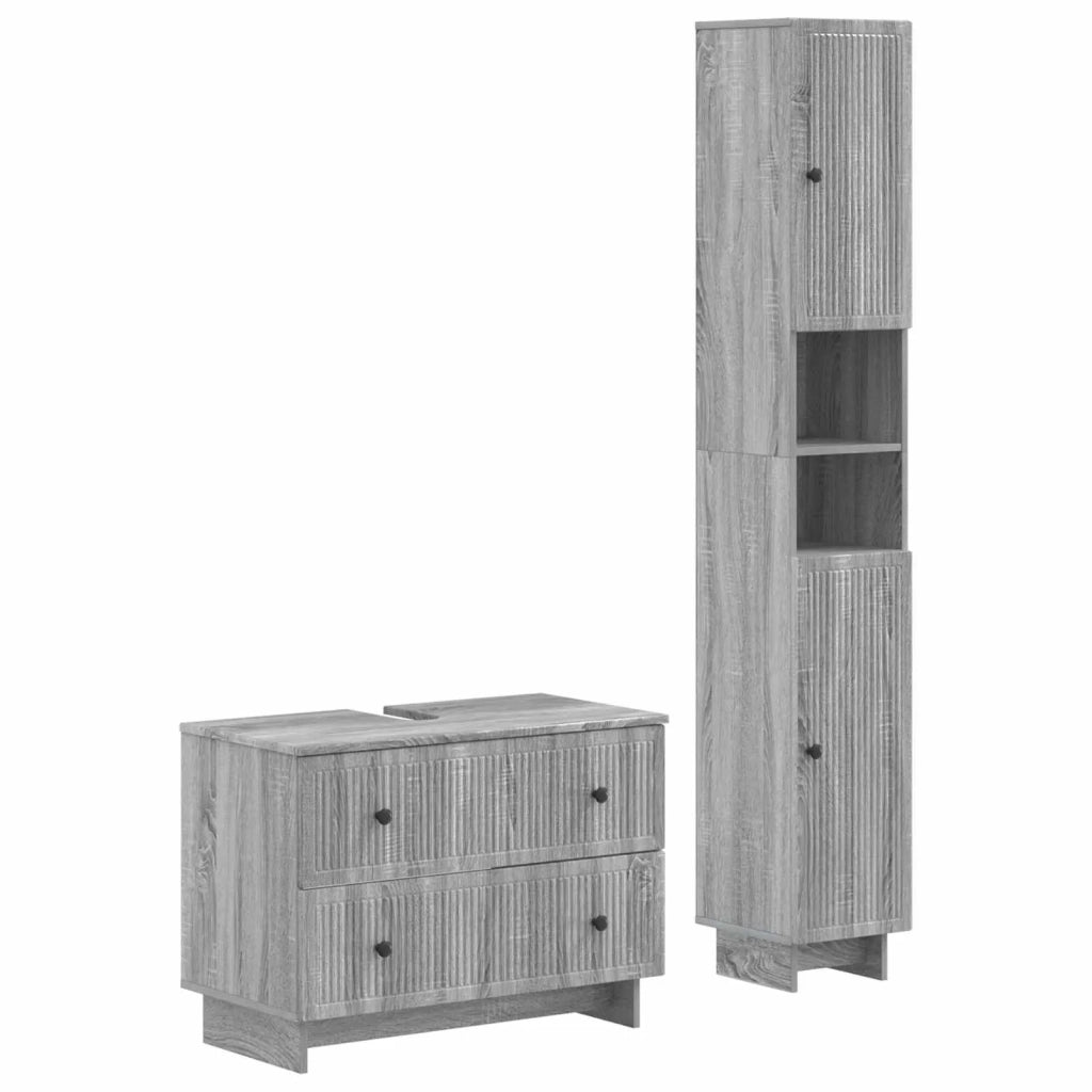 Set di Armadi da Bagno da 2 Pezzi EDE Sonoma grigio 3417501