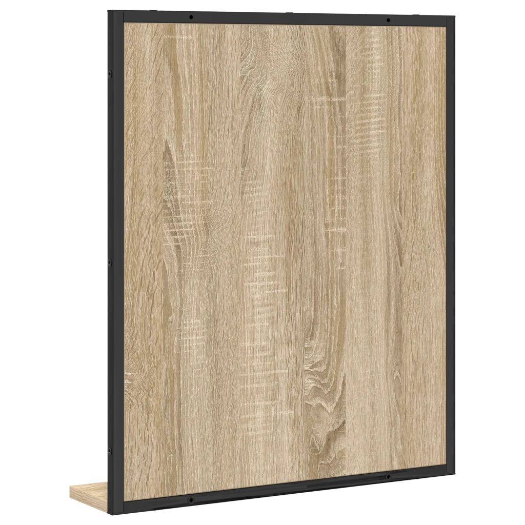Specchio da Bagno  con Mensola in Rovere Sonoma 50x12x60 cm Legno Ingegnerizzato