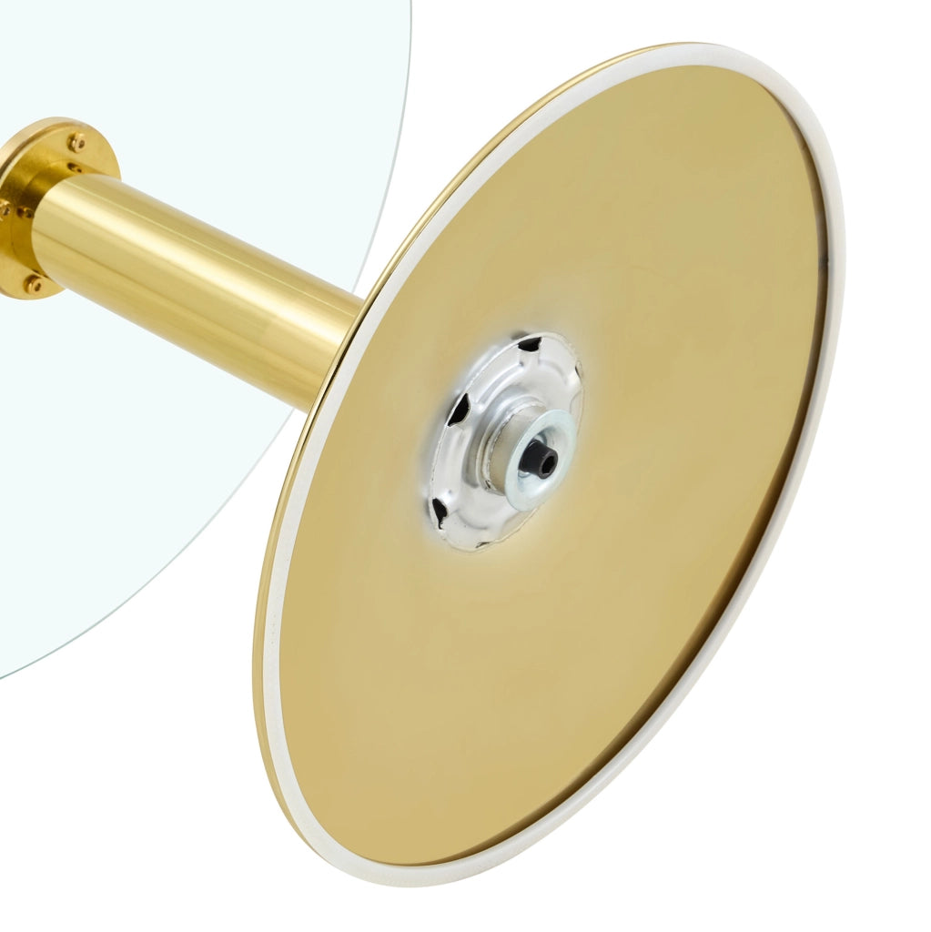 Tavolino rotondo 70 cm in vetro temperato e metallo; resistente ai graffi e facile da pulire; oro
