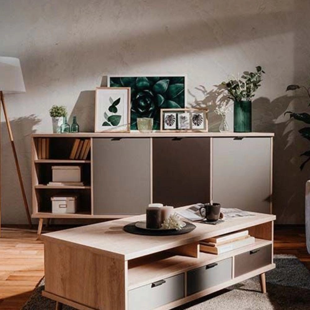 Madia 3 ante vano a giorno 209,6x40x88,3 Epik56 colore rovere antracite grigio