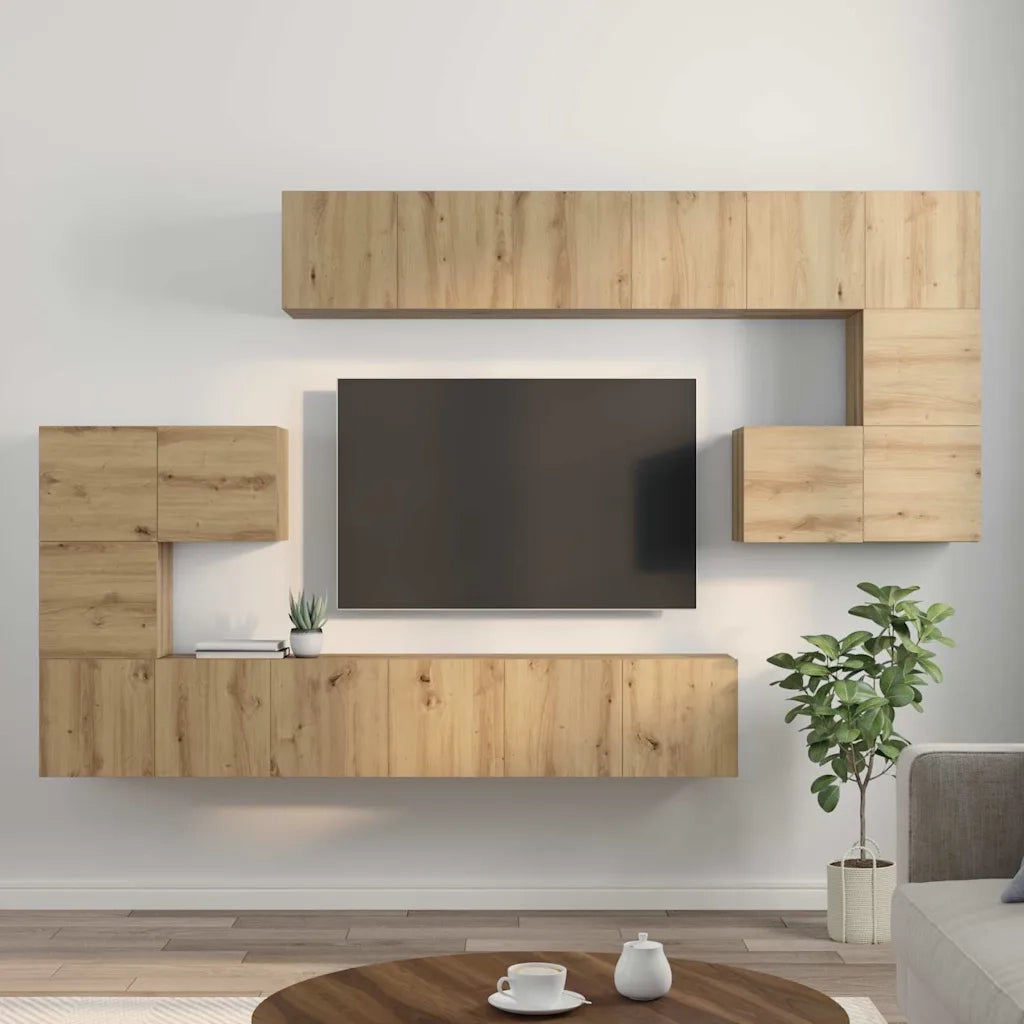 vidaXL Set mobile TV 10 pcs rovere artigianale 60 x 30 x 30 cm