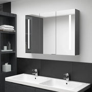 Armadietto Bagno con Specchio e LED 89x14x62 cm Grigio 326527