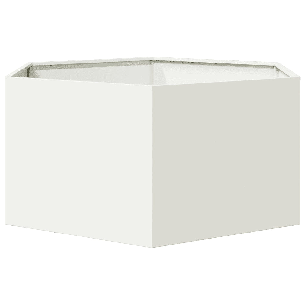 Fioriera da Giardino Bianca Esagono 104x90x45 cm in Acciaio 851130