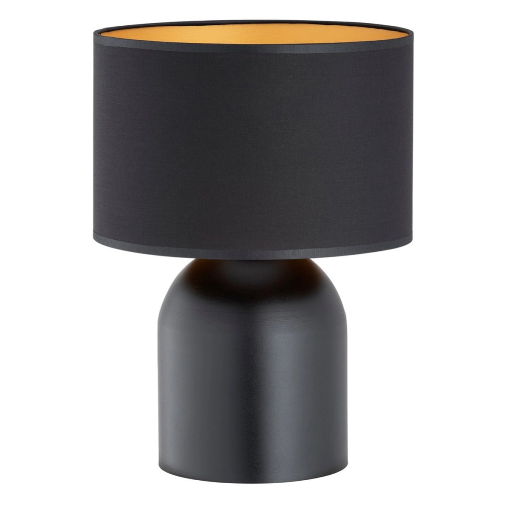 Lampada da tavolo Aspen in acciaio nero e paralume in tessuto