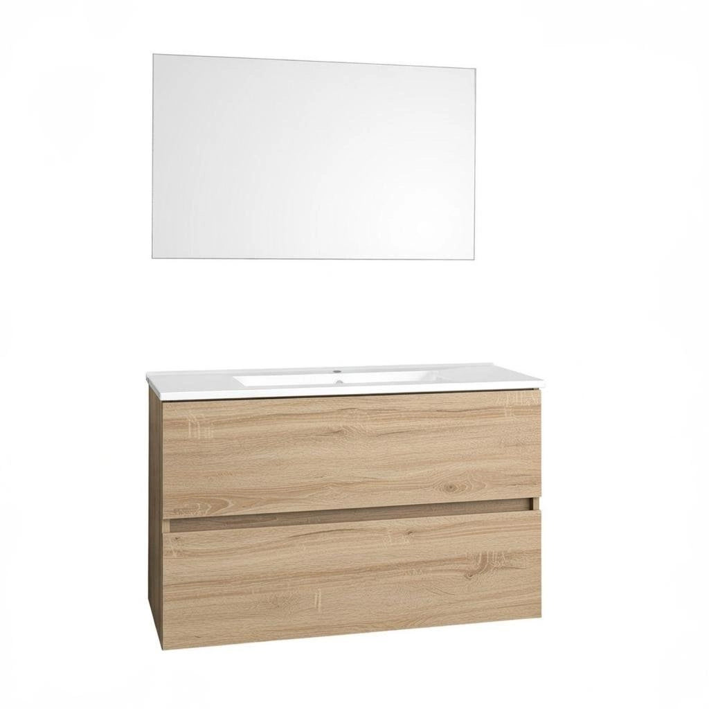 Composizione mobile bagno sospeso con cassetti cm 80 mod. DEARUM - Quercia Naturale
