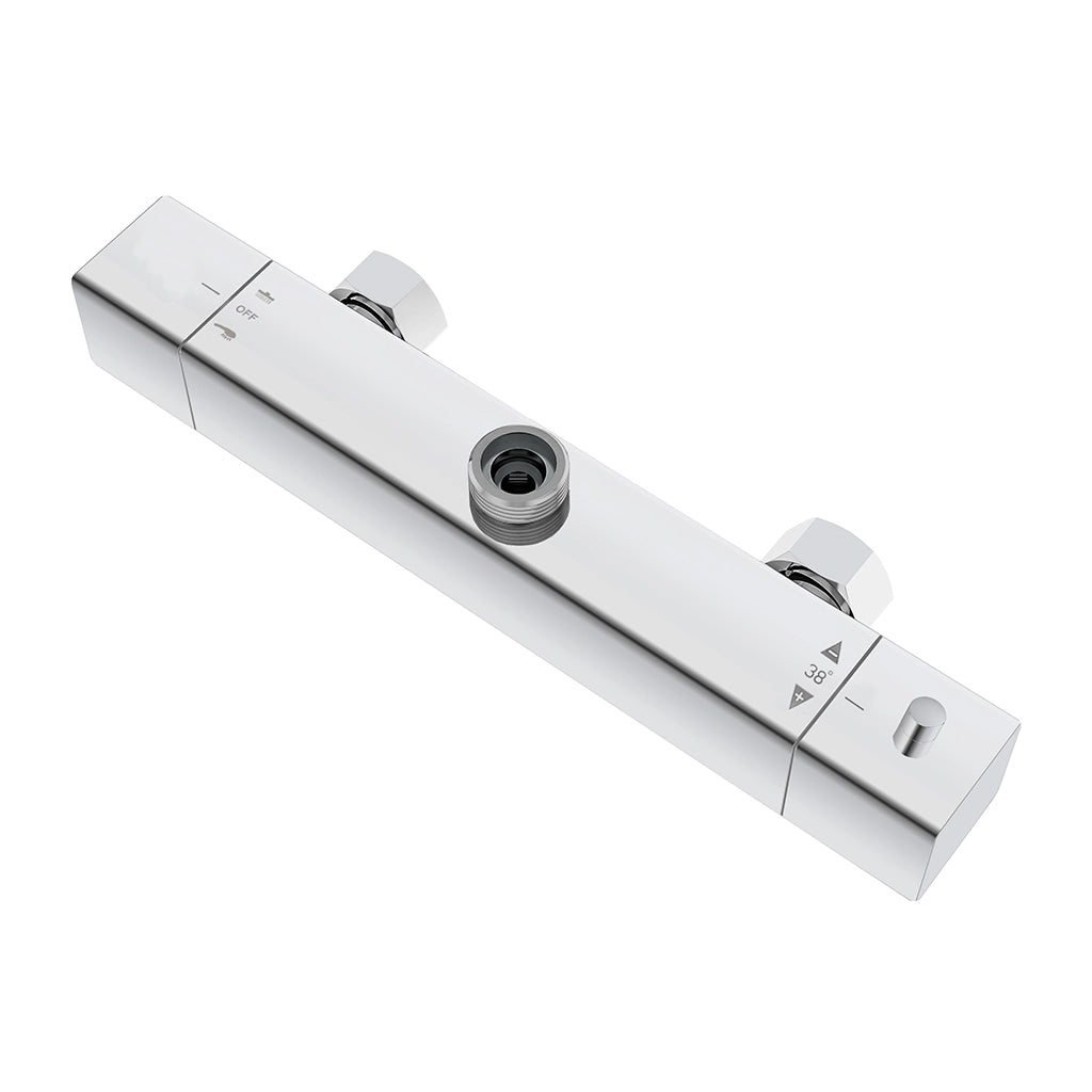 AICA ITALY Sistema Doccia con Miscelatore Termostatico a 38℃ e Soffione Quadrato 25x25cm Altezza Regolabile 75-118cm Cromo