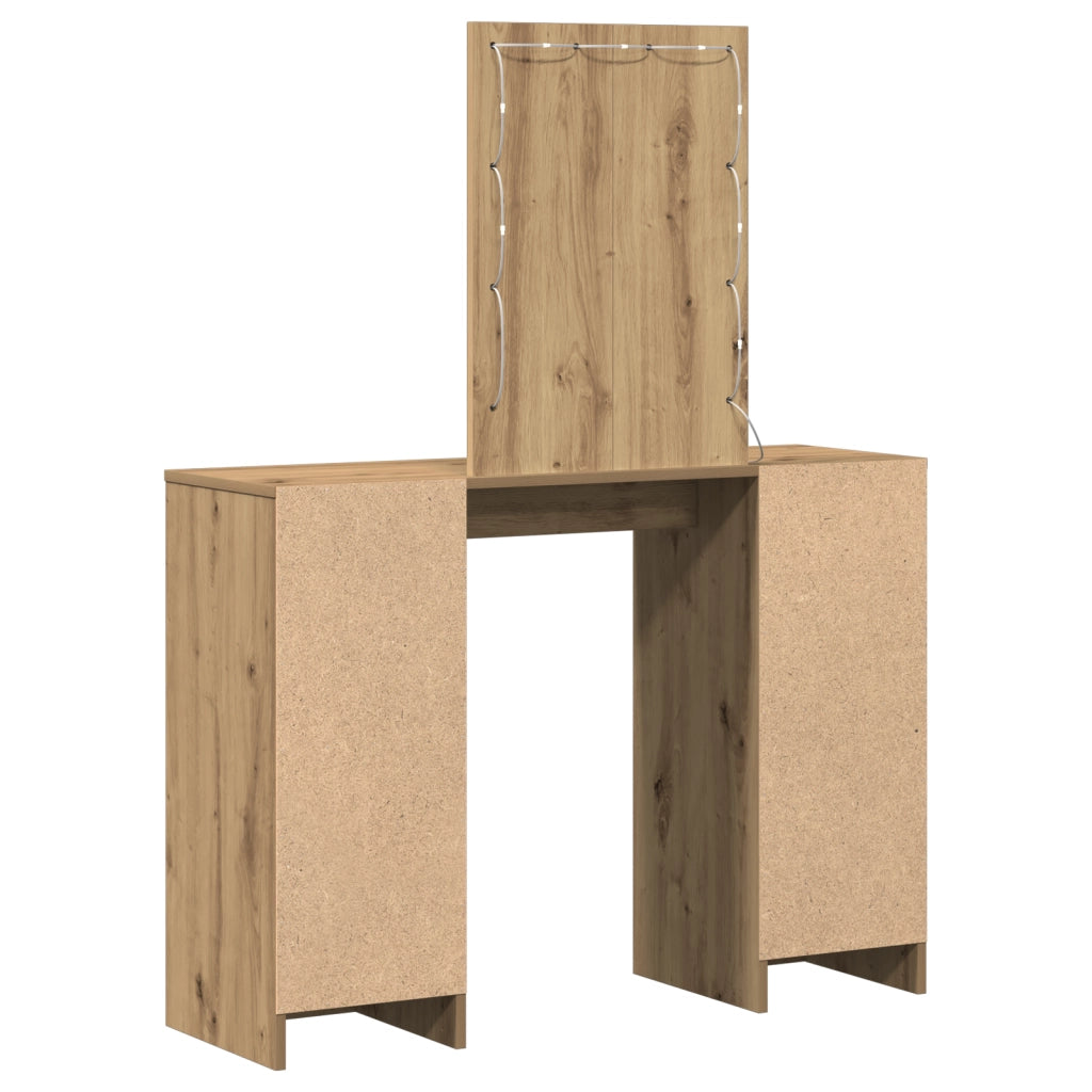 Toeletta con Luci LED in Rovere Artigianale 102x33x135 cm