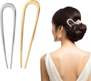Due clip per capelli a forma di U in metallo con twist francese vintage per chignon, acconciature per matrimoni e capelli alzati