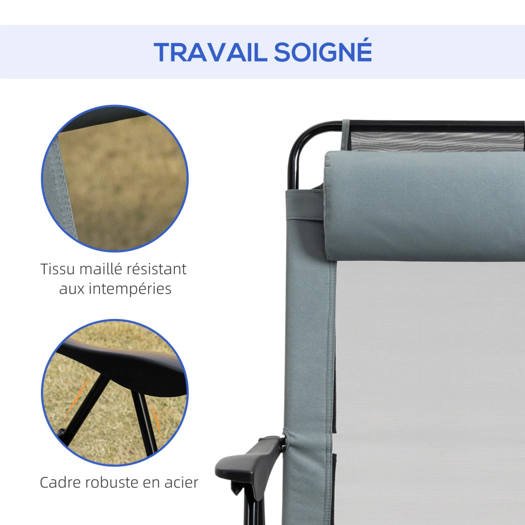 Set di 2 sedie da giardino pieghevoli ¨C zephmum ¨C Grigio, Polipropilene, Acciaio