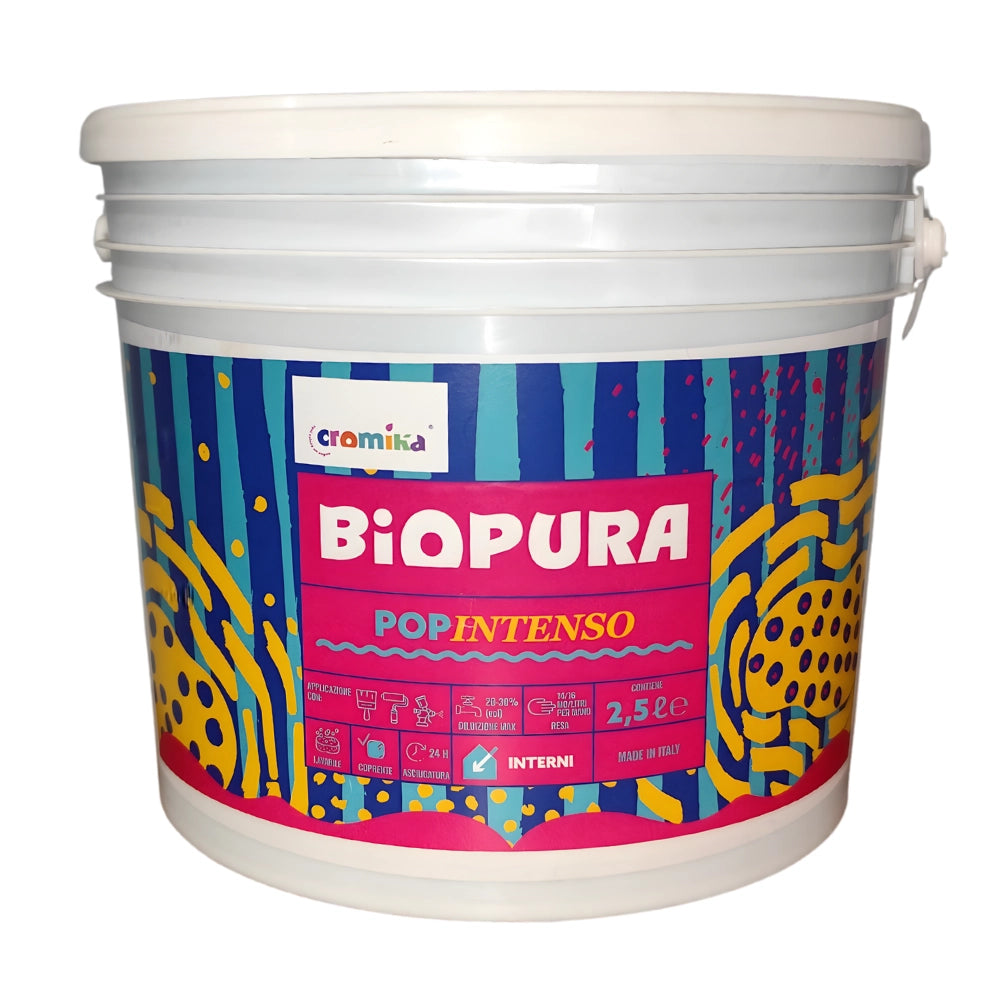 Popintenso palestra e decori interni pittura murale lavabile e coprente cromika *** formato 2.5 lt, colore- rosso mag...
