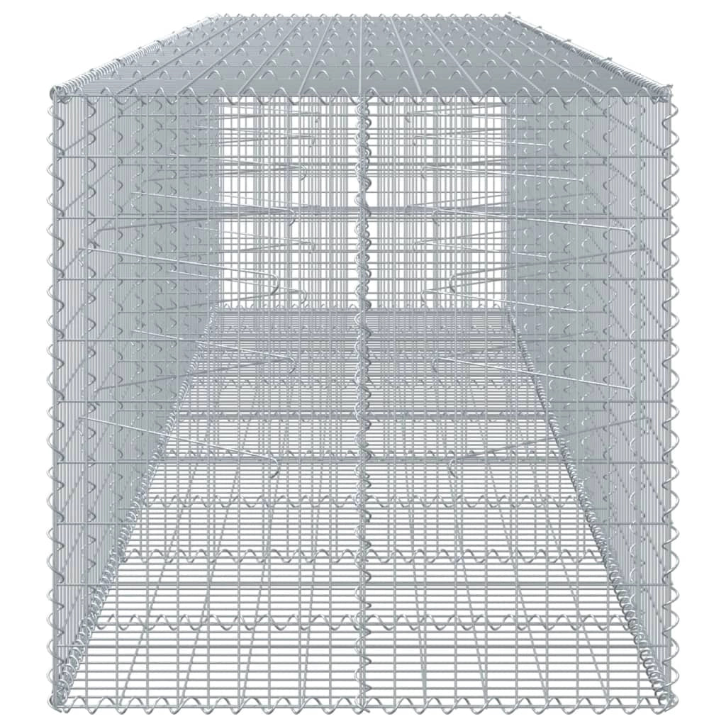 Gabbione recinto a gabbia muro di contenimento con coperchio 450 x 100 x 100 cm ferro zincato argento 02_0040167