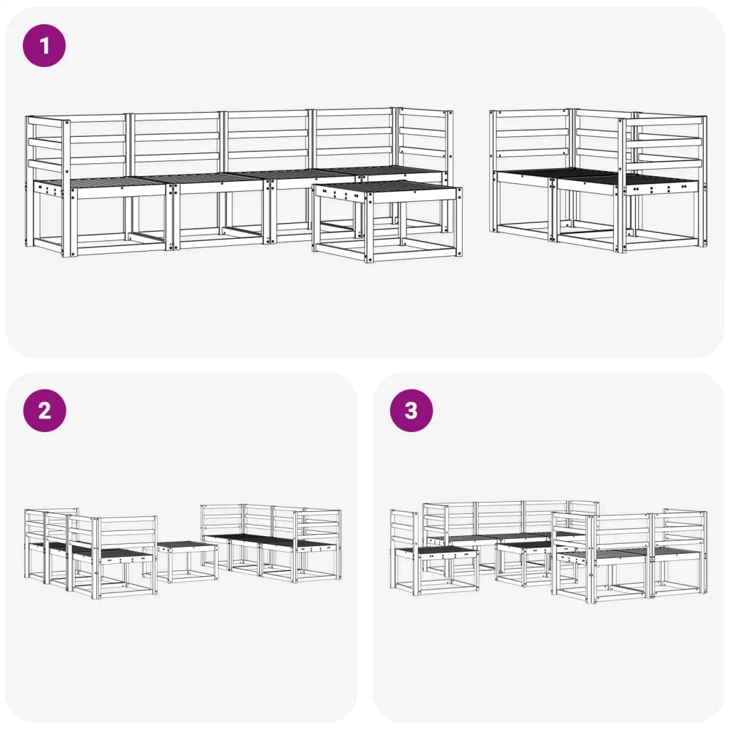 Set di divani da esterno 7 pcs Naturale