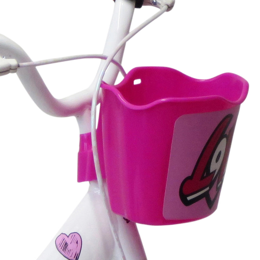 SCH HEART 16", bicicletta per bambini, adatta tra i 5 e i 7 anni, per altezza tra 105 e 135 cm, con cestino, campanello 