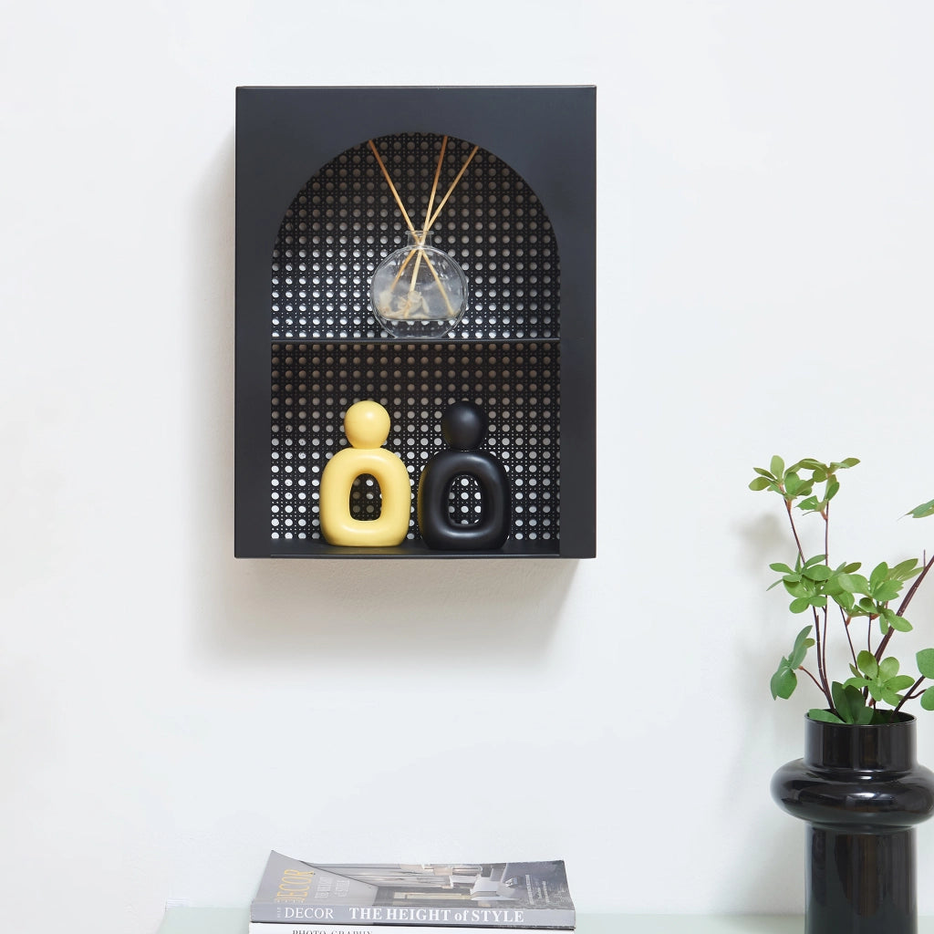 Scaffale da Parete Jäller Design Arcuato 40x30x13 cm Nero [en.casa]